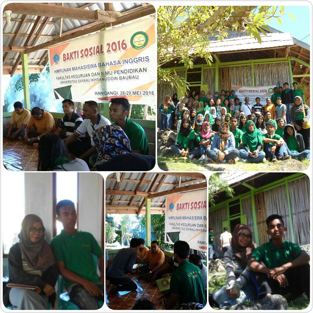 (searah jarum jam) 1) Berkumpul setelah bekerja bakti, 2) Foto bersama dengan latar Mesjid Tua Wawoangi, 3) saya bersama wakil ketua UNESA, 4) Penyerahan Alquran, 5) saya bersama Ketua UNESA